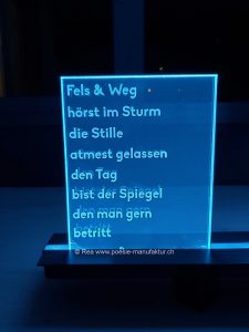 Poesie-Manufaktur Poesie auf Plexiglas